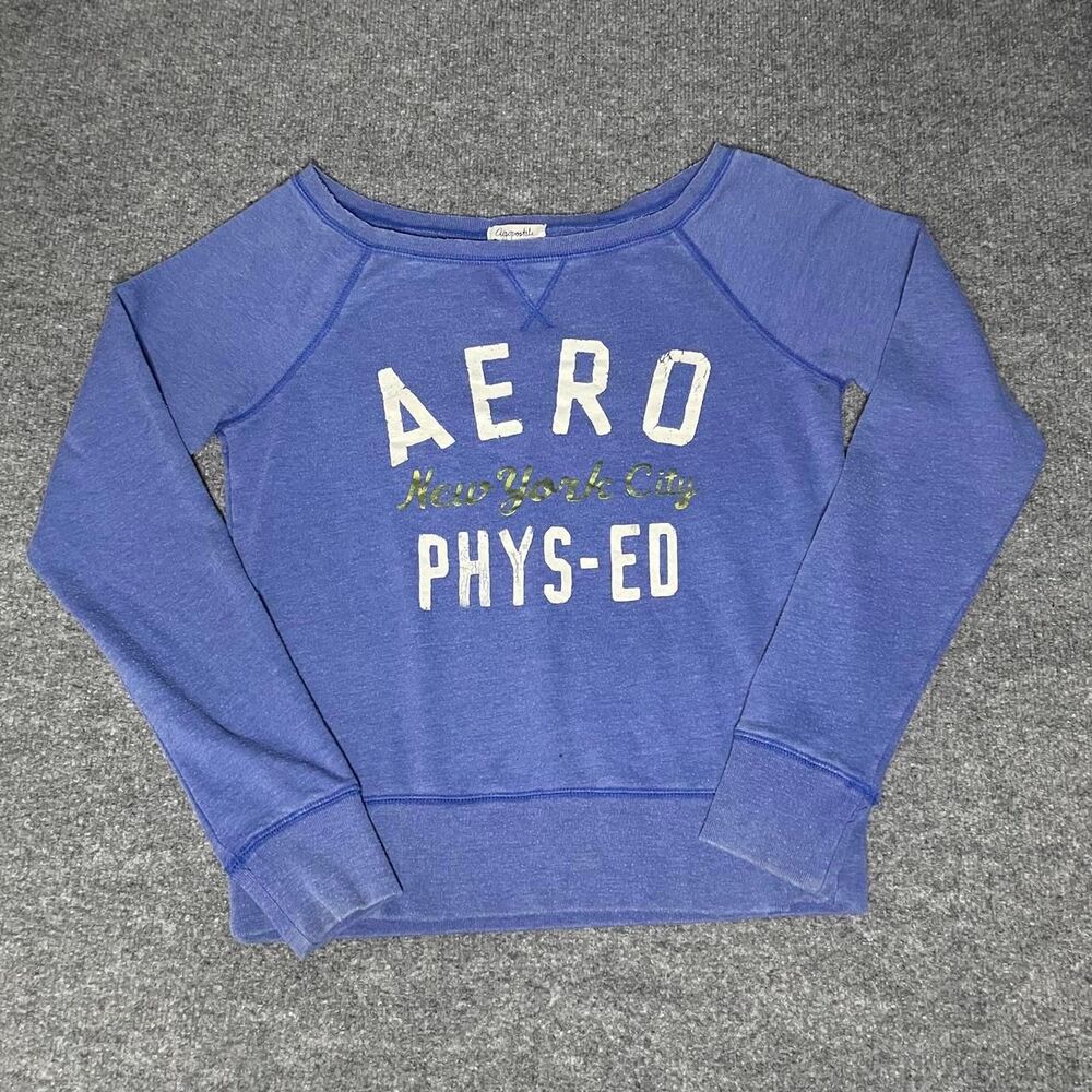 Y2K Aeropostale blue off the shoulder pullover sweatshirt